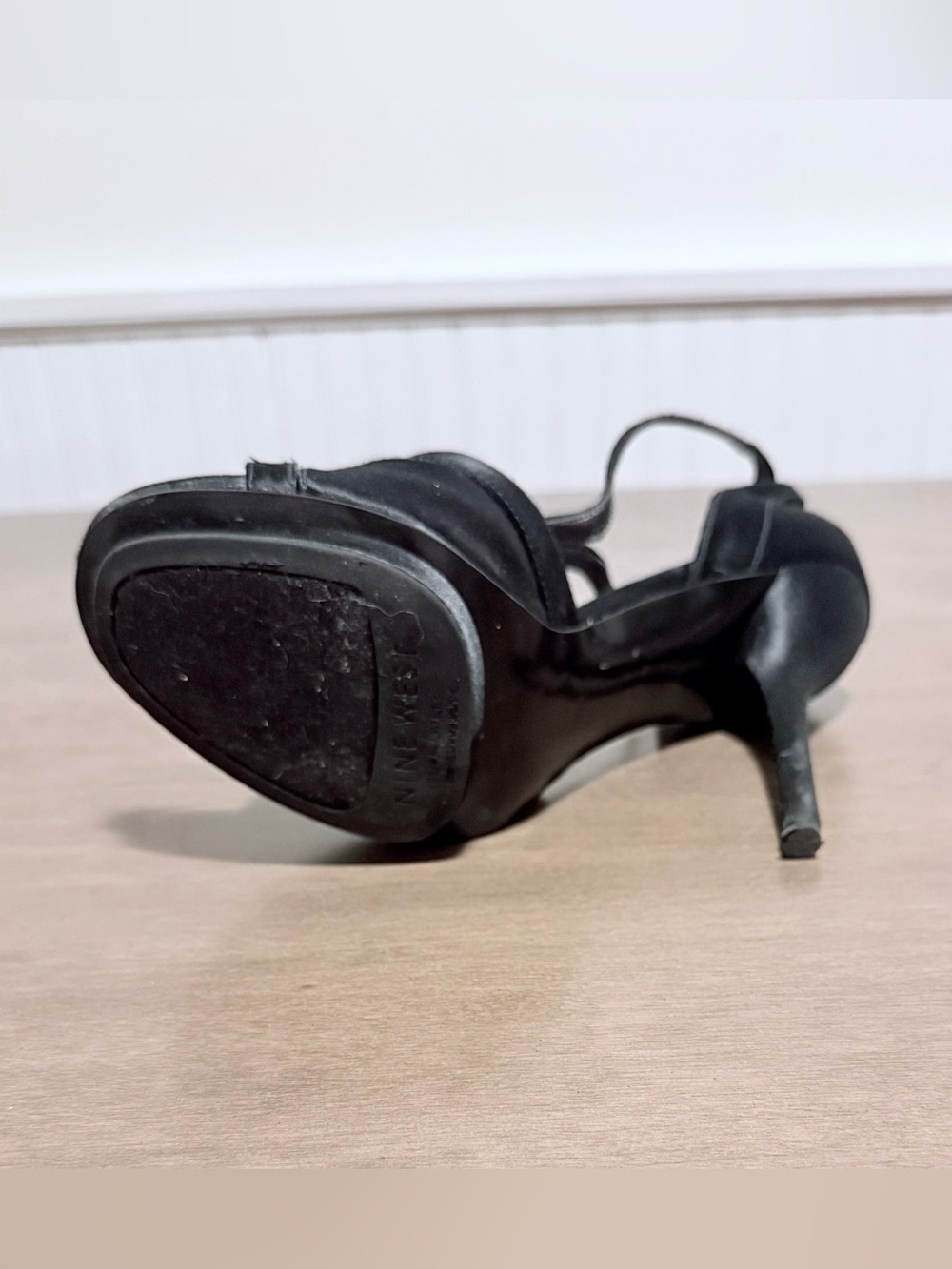 Nine West Black T-Strap Satin Heels - Picture 6 of 9